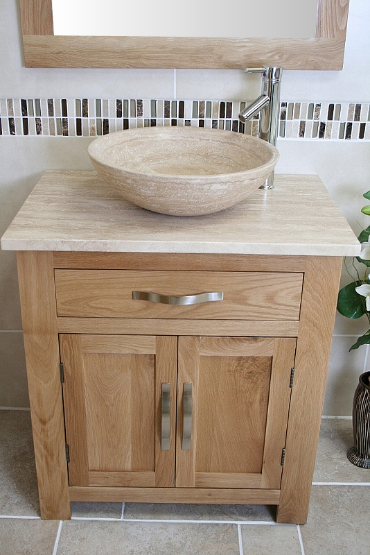 Travertine Basin on Travertine Top Bathroom Vanity Unit